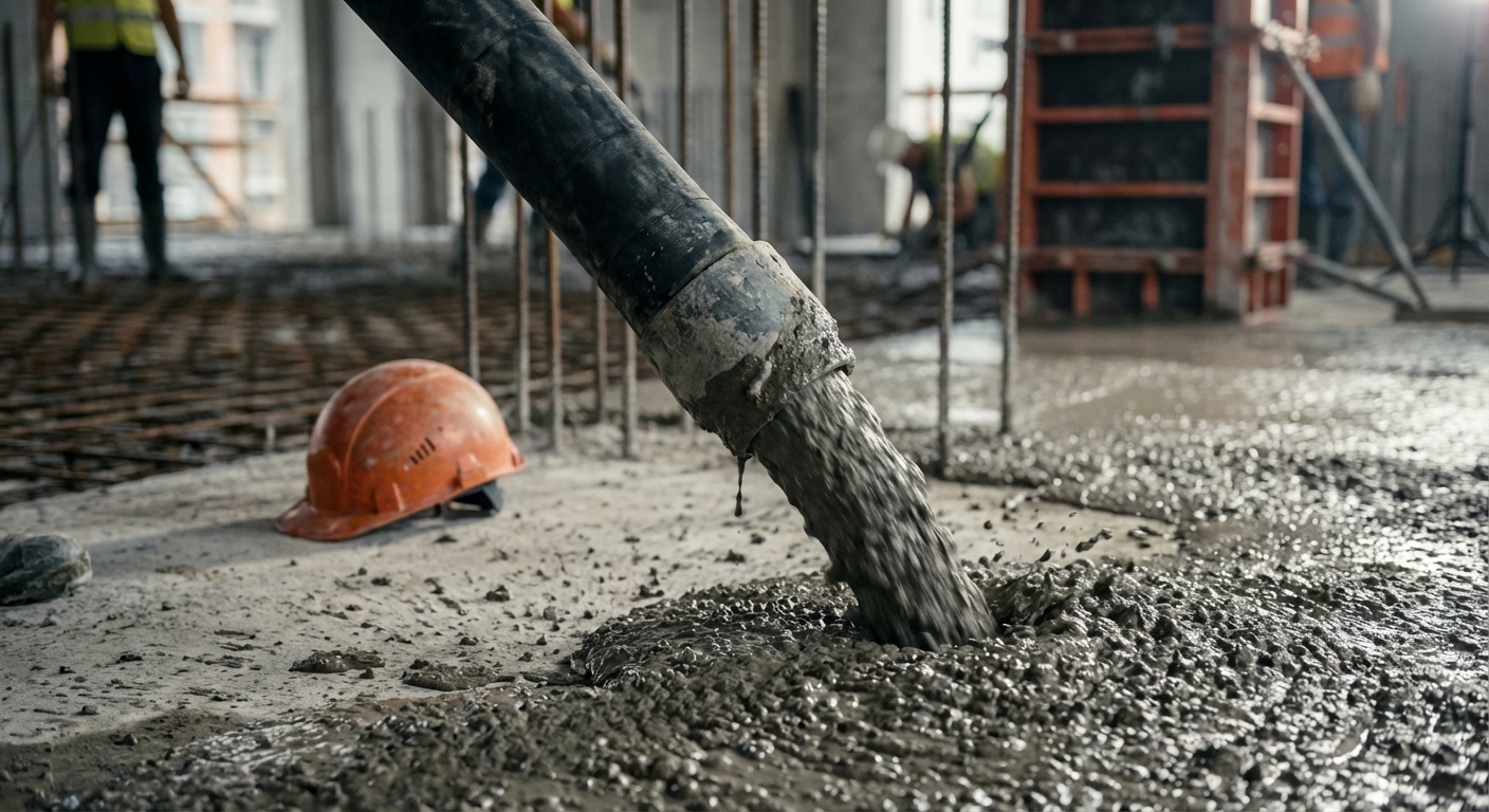 Tubo pompaggio massetto in cantiere